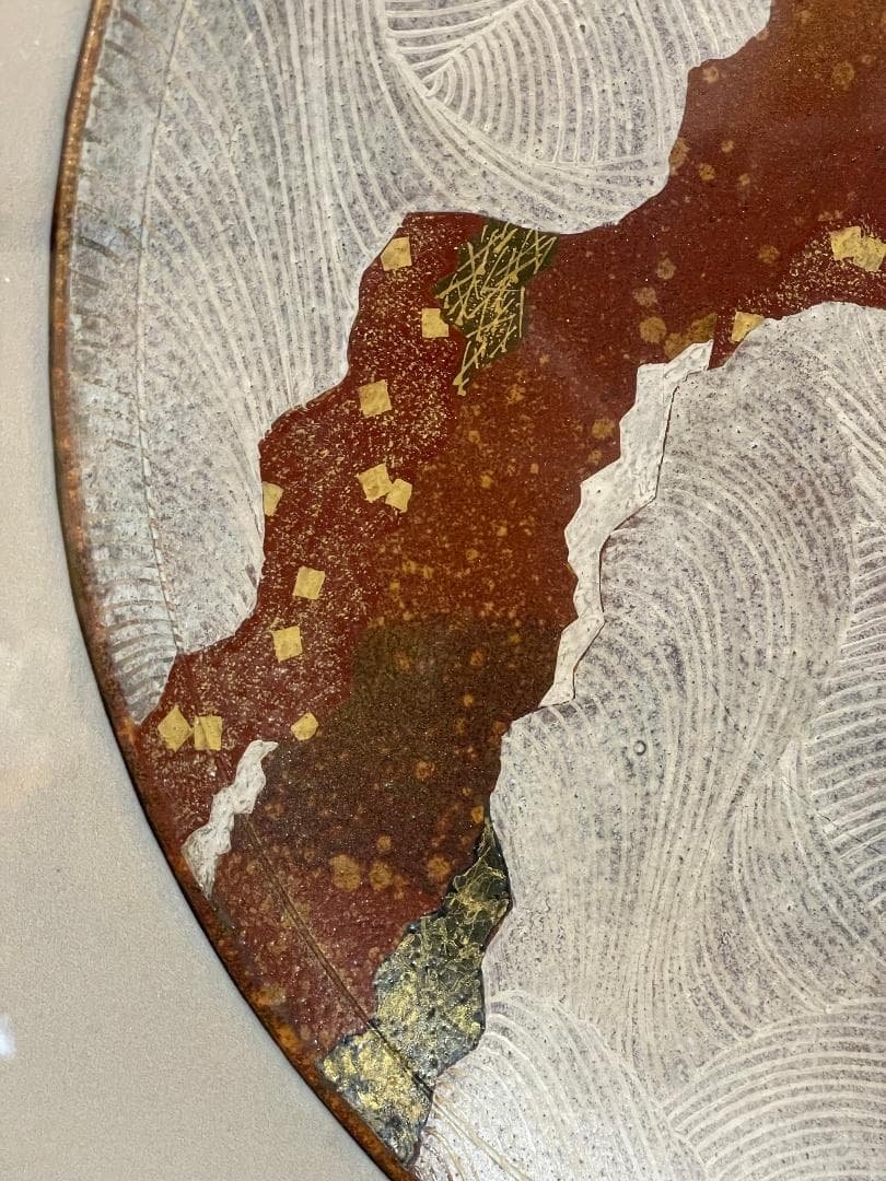 九谷焼　谷敷正人作　陶額雪月花『雪』飾絵皿　飾皿　陶板画　額装