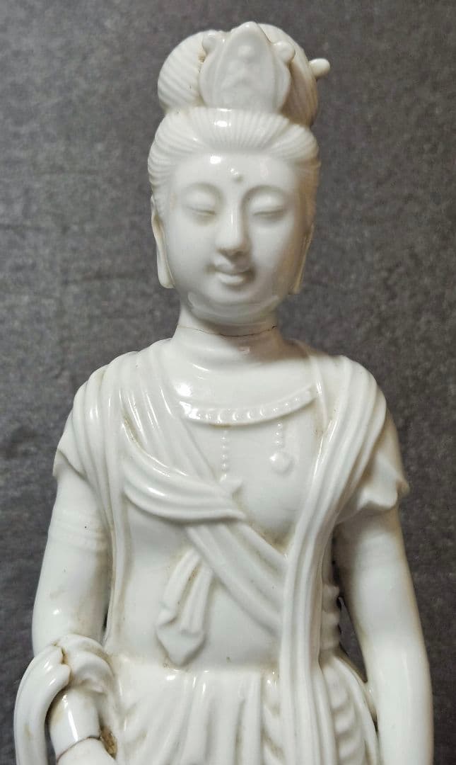 【時代古作品❗】明治時代　白磁　観音立像 観音像　観音様　伝世時代箱　仏教美術