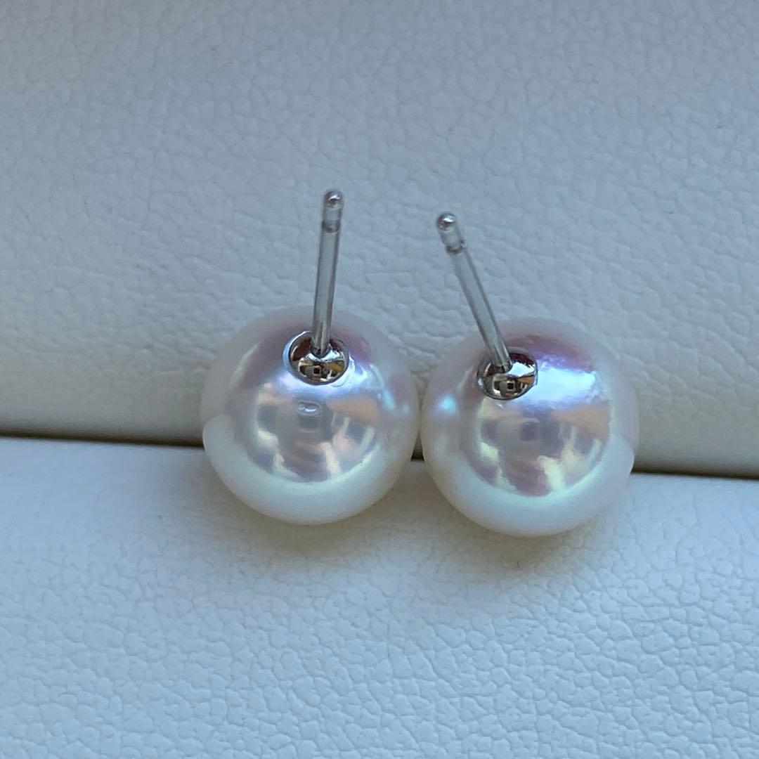 1943 美品❣️天女級のテリ❣️pt900❣️あこや真珠8mm ピアス　Aly手作