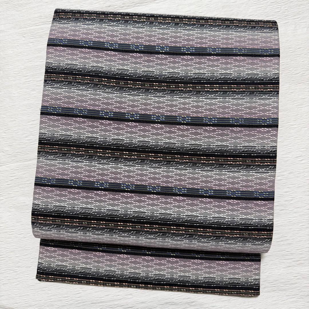 m-61 花織 袋帯 正絹 六通 美品