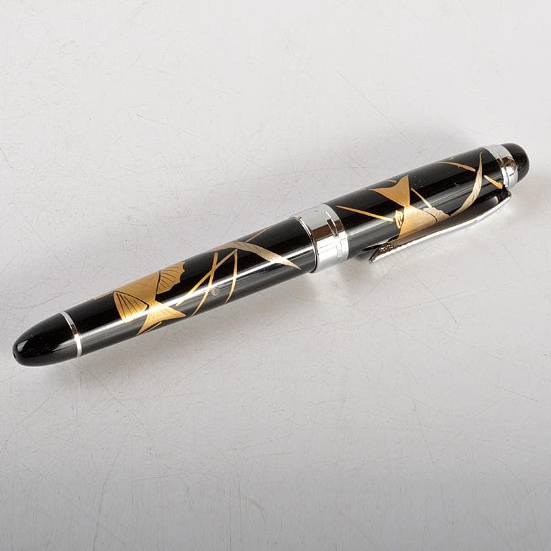 箔飾　高級　蒔絵　金魚文　万年筆　木箱付　V　6025