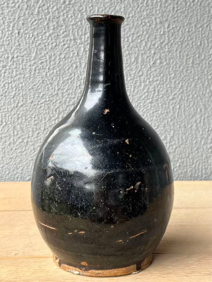 古い壺 骨董品 古美術 時代物 希少品 黑釉薬 中国？李朝？日本？