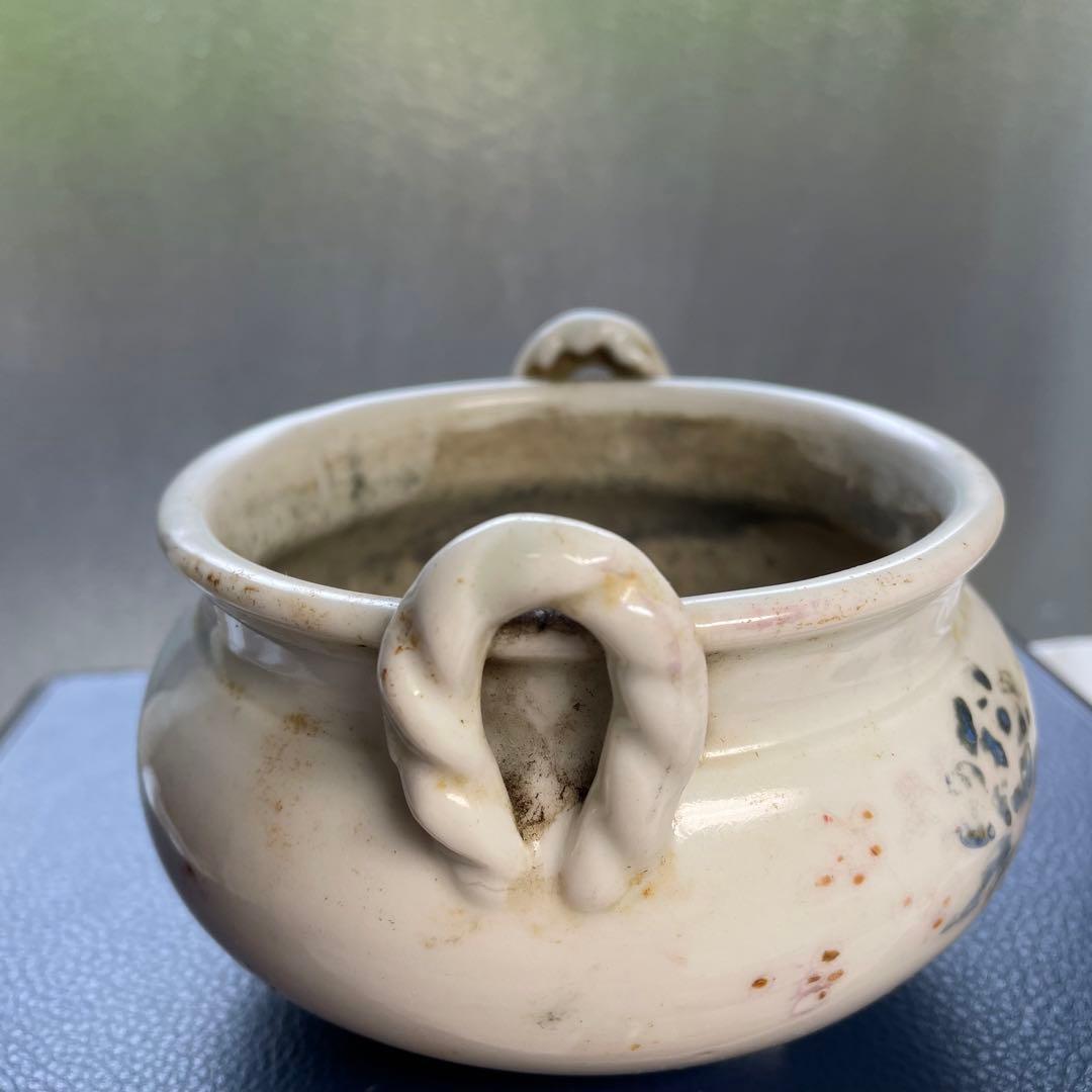香炉　白磁　古陶磁器　骨董　アンティーク　China 三つ足　花　古玩　古美術