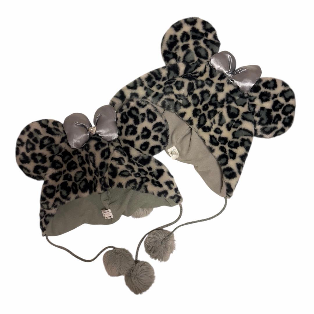 ディズニー ファンキャップ ヒョウ柄 グレー ミニー 2個 セット