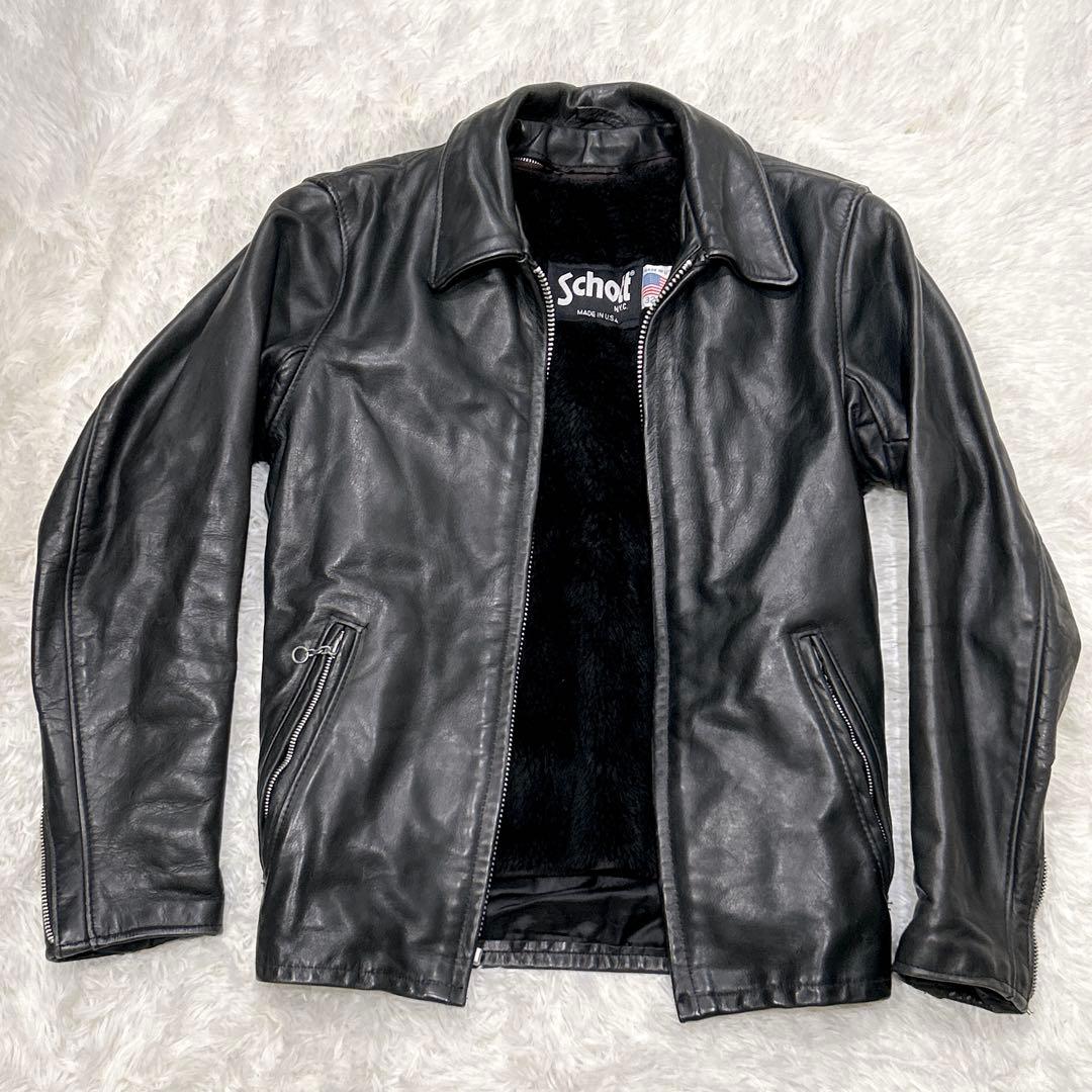 Schott ショット レザージャケット牛革 32 シングルライダース 黒USA