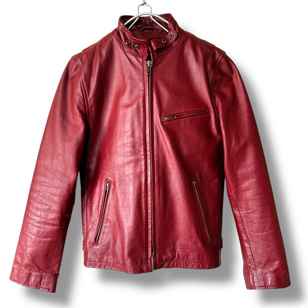 Liugoo Leathers シングルライダース 牛革 脱着ライナー 赤 M