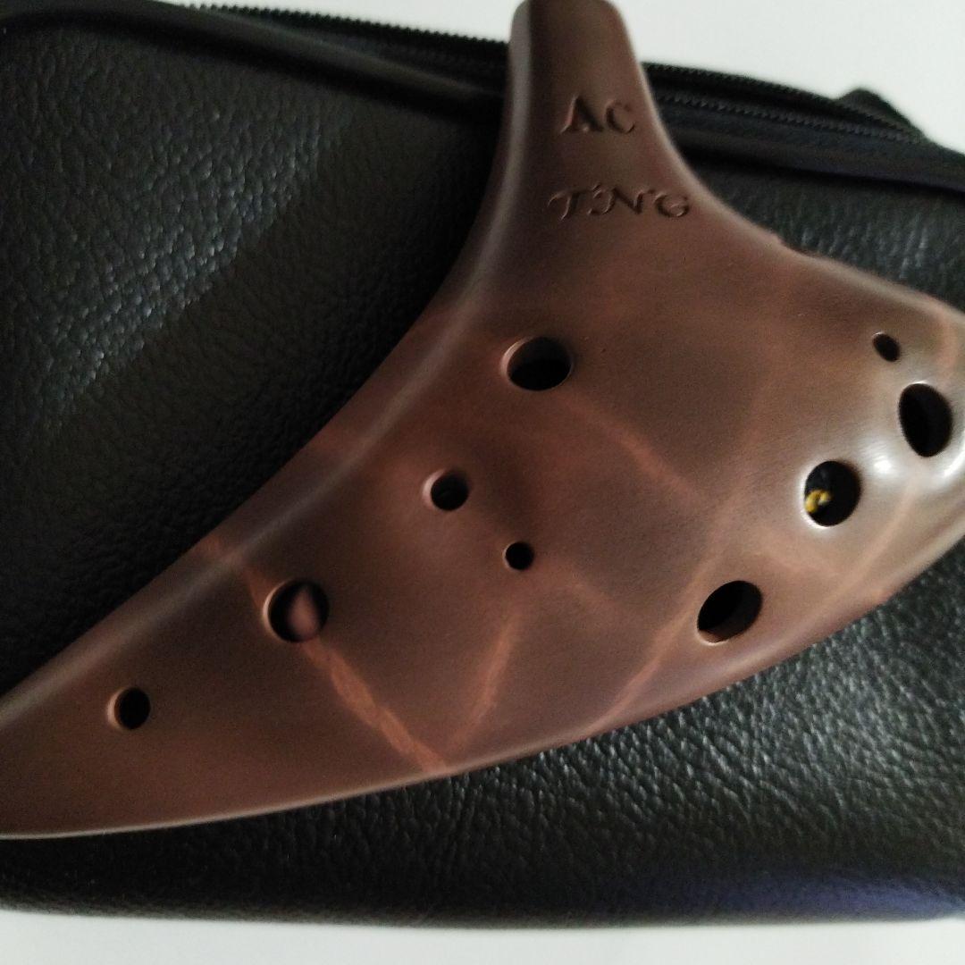 AC 12孔オカリナ ブラウン 収納ケース付き赤土