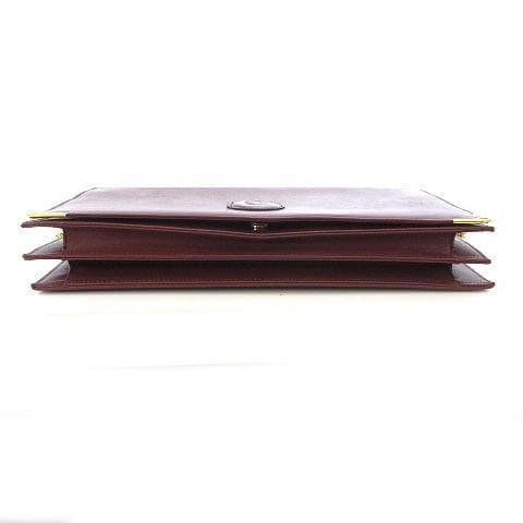 【正規品】カルティエ ヴィンテージ バッグ レザー×チェーン ボルドー 肩掛け可