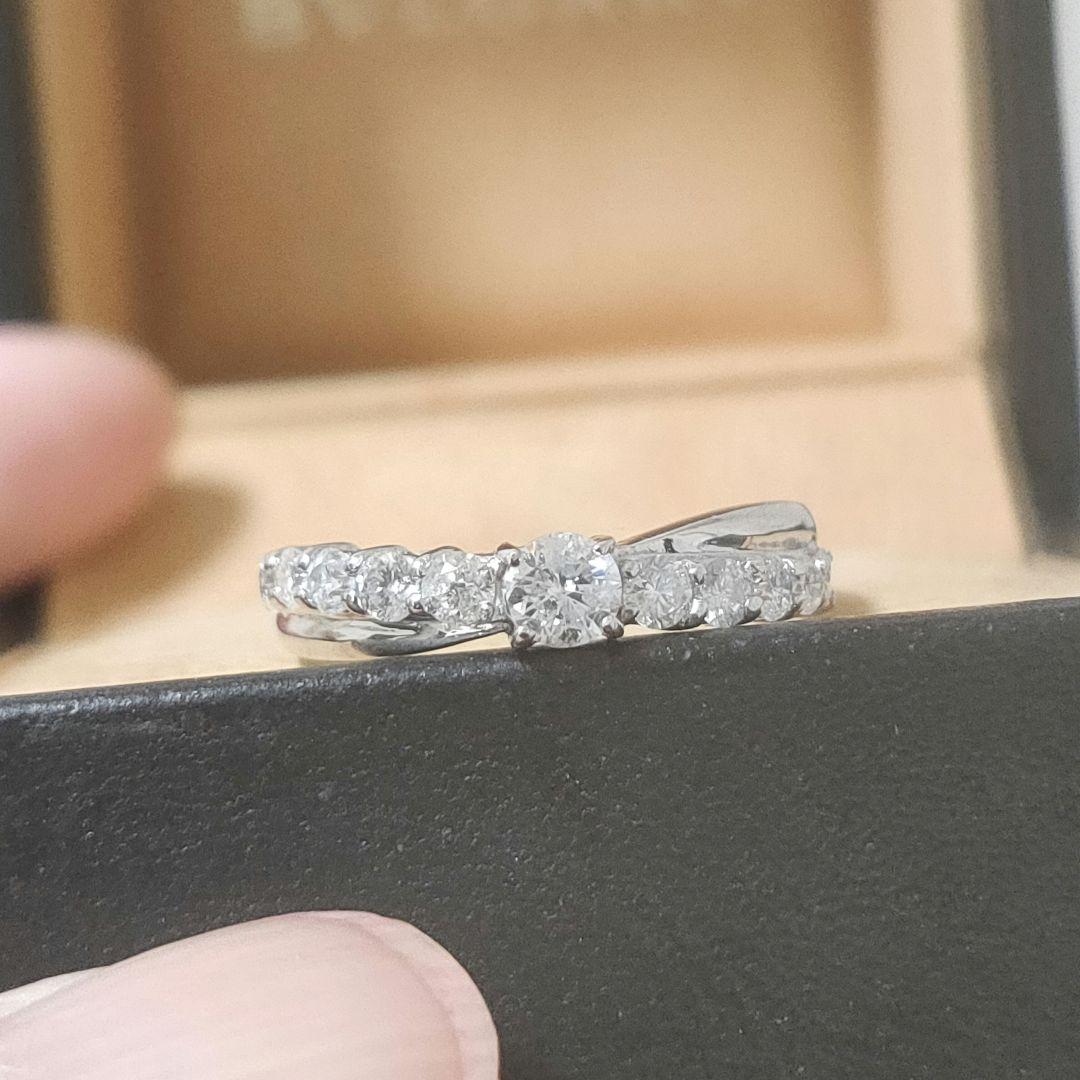 pt900 0.50ct エタニティリング ダイヤモンド ハーフエタニティ 8号