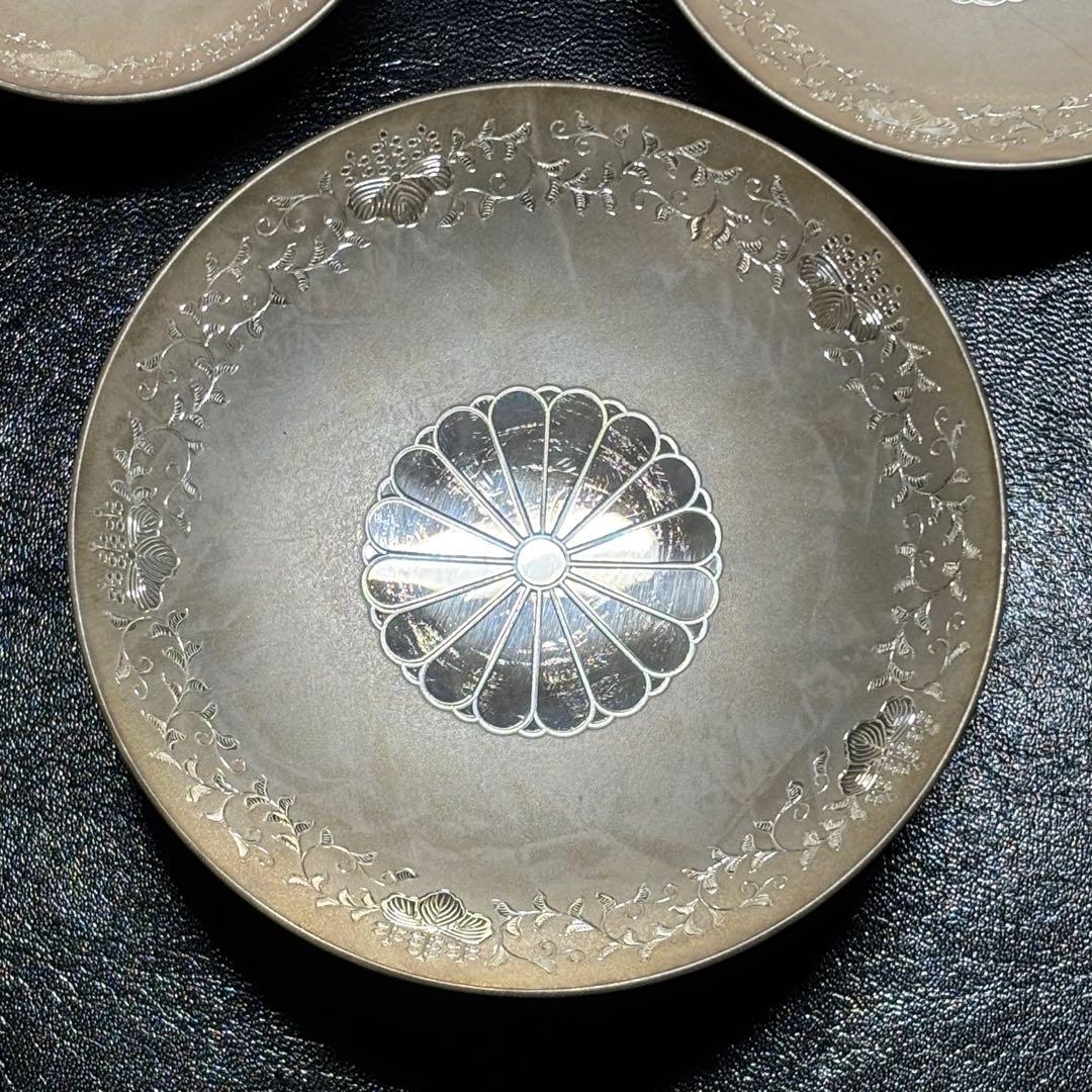 ★金属工芸 純銀 盃3個セット！約315g！純銀刻印！箱付！★