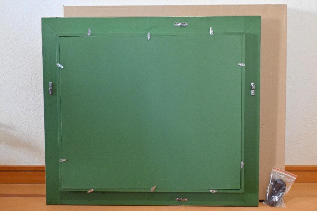 【額縁】新品F8☆木製油彩額・前面ガラス付・茶ゴールド・白布・箱付・アンティーク