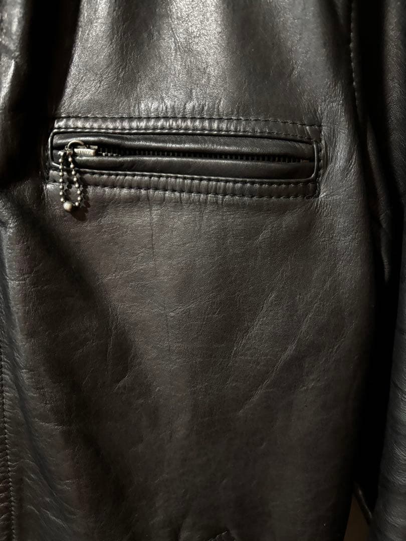 Schott ブラックレザー シングルライダースジャケット XL