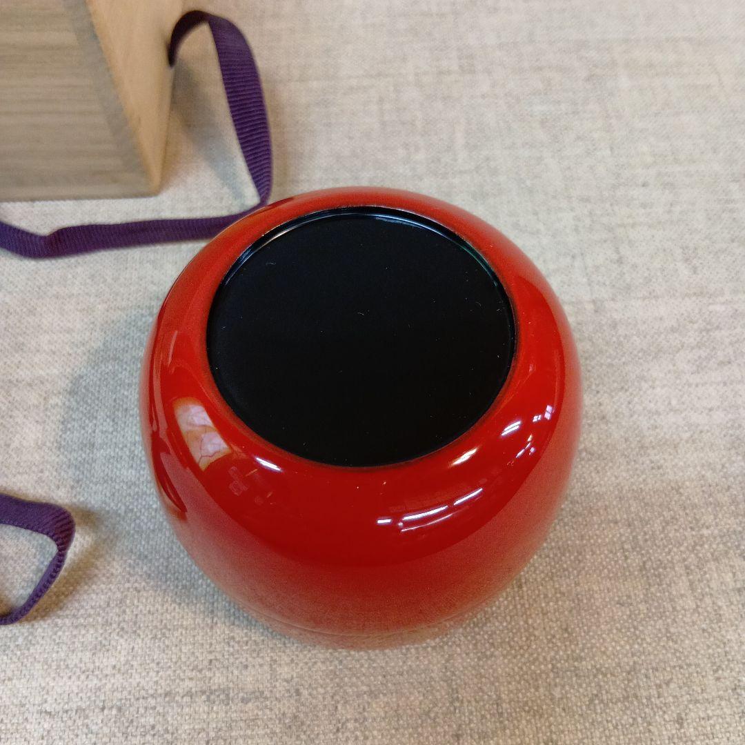 赤い茶道具 棗 金色の鶴と紅葉　未使用長期保管品　若松二鶴