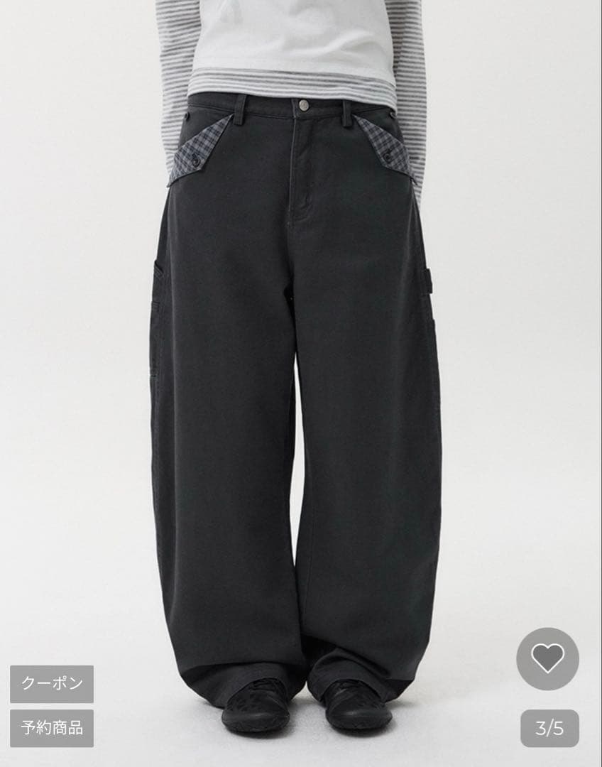 韓国 OHESHIO CHECK POCKET CARPENTER PANTS