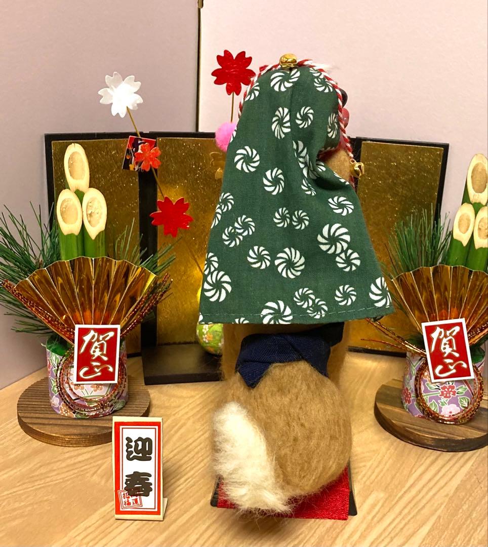 柴犬　羊毛フェルト　獅子舞犬　ハンドメイド