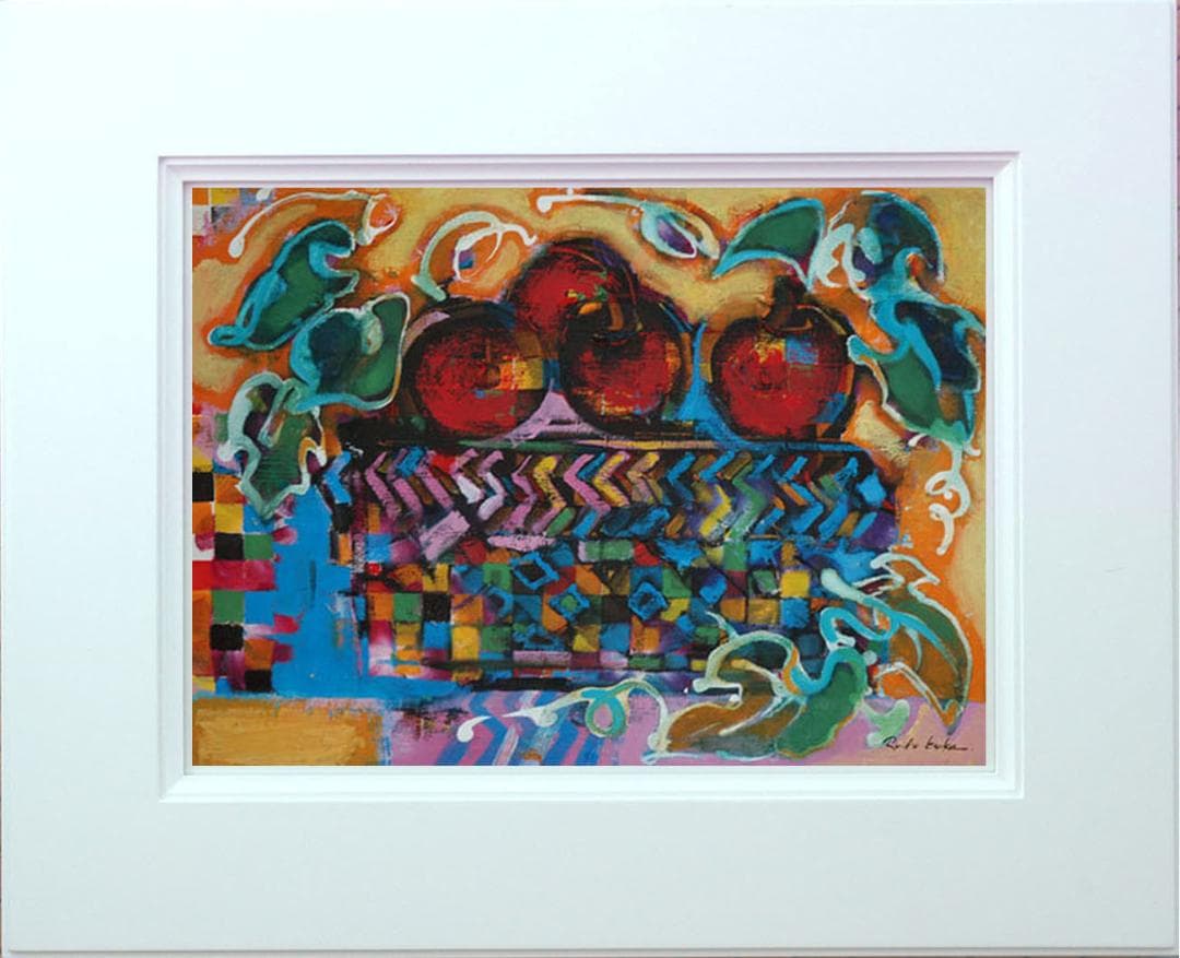 油絵 菅家令子 絵 絵画インテリア 額付(白) uF6-051110 静物 果物