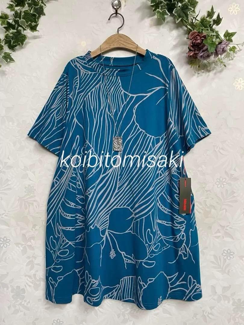よっこ973新品 コイビトミサキ綿100 大花printAラインTU