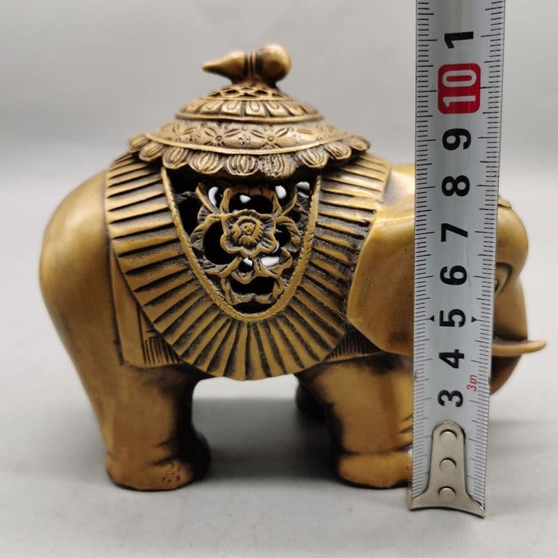 めでたい如意銅象 香炉 工芸品 美術品 置物