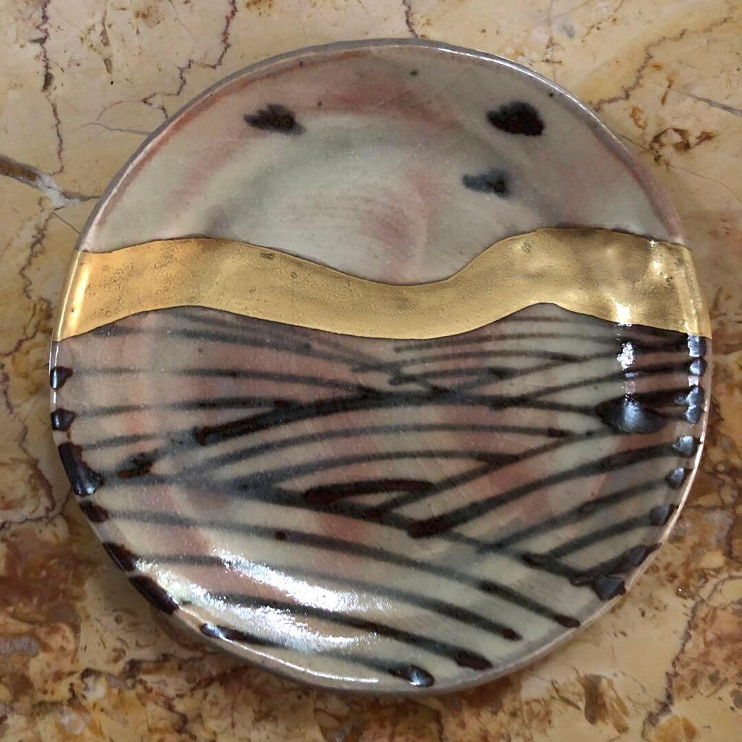 仙山窯 安藤日出武作 乾山風金彩銘々皿5客