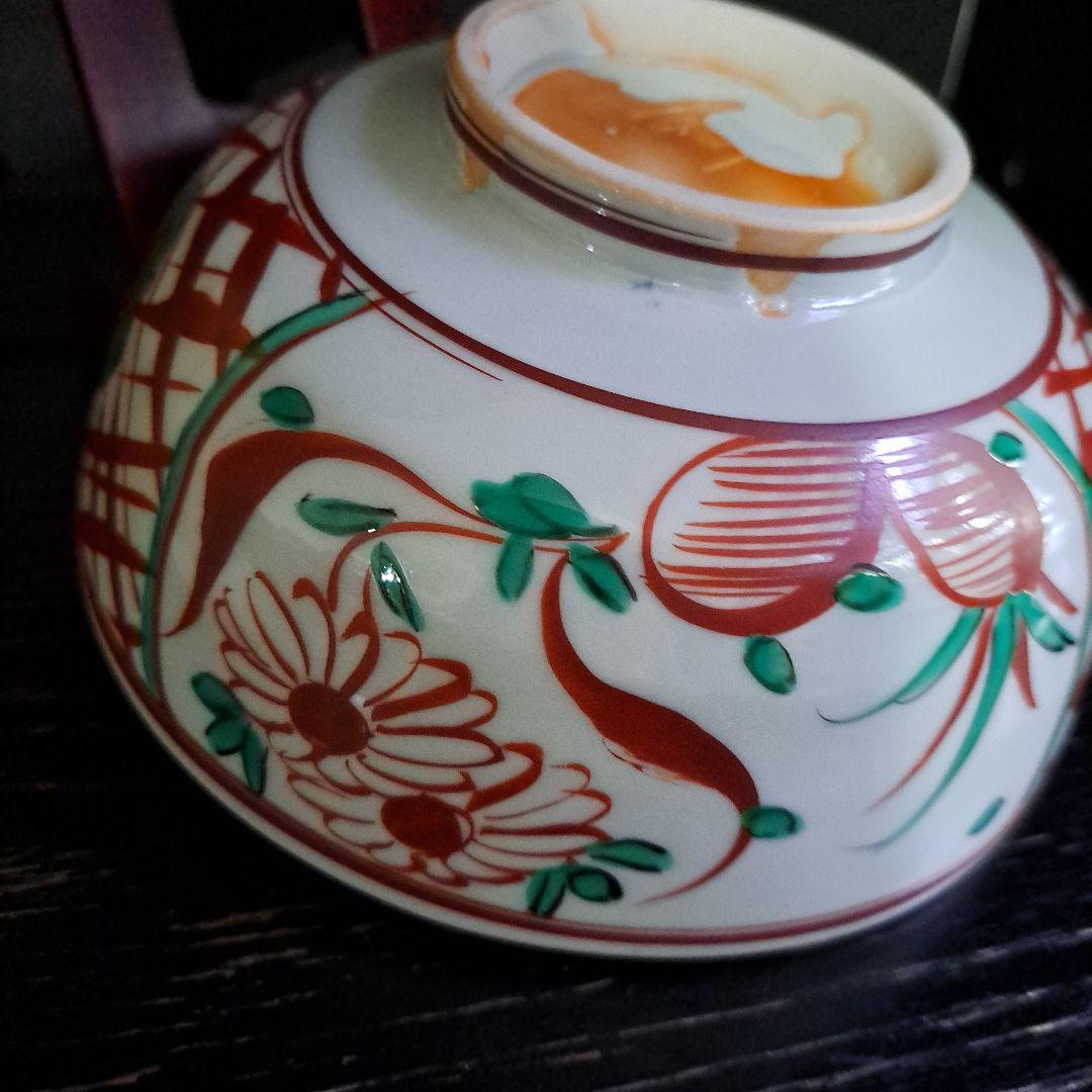 人間国宝　加藤卓男　呉須赤絵　菊図中鉢　金彩丸窓　　共箱入　名入　栞付