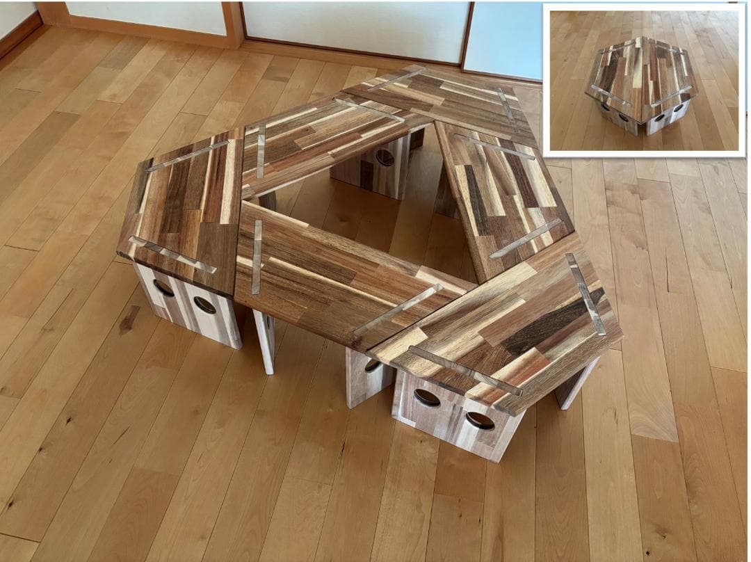 中サイズ ヘキサゴンテーブル ヘキサテーブル 囲炉裏テーブル 組み立て式