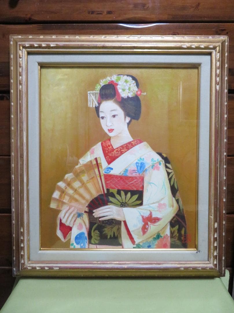 ◆　永井はる 「舞妓」 油彩　F１０号　東美会賞受賞　◆