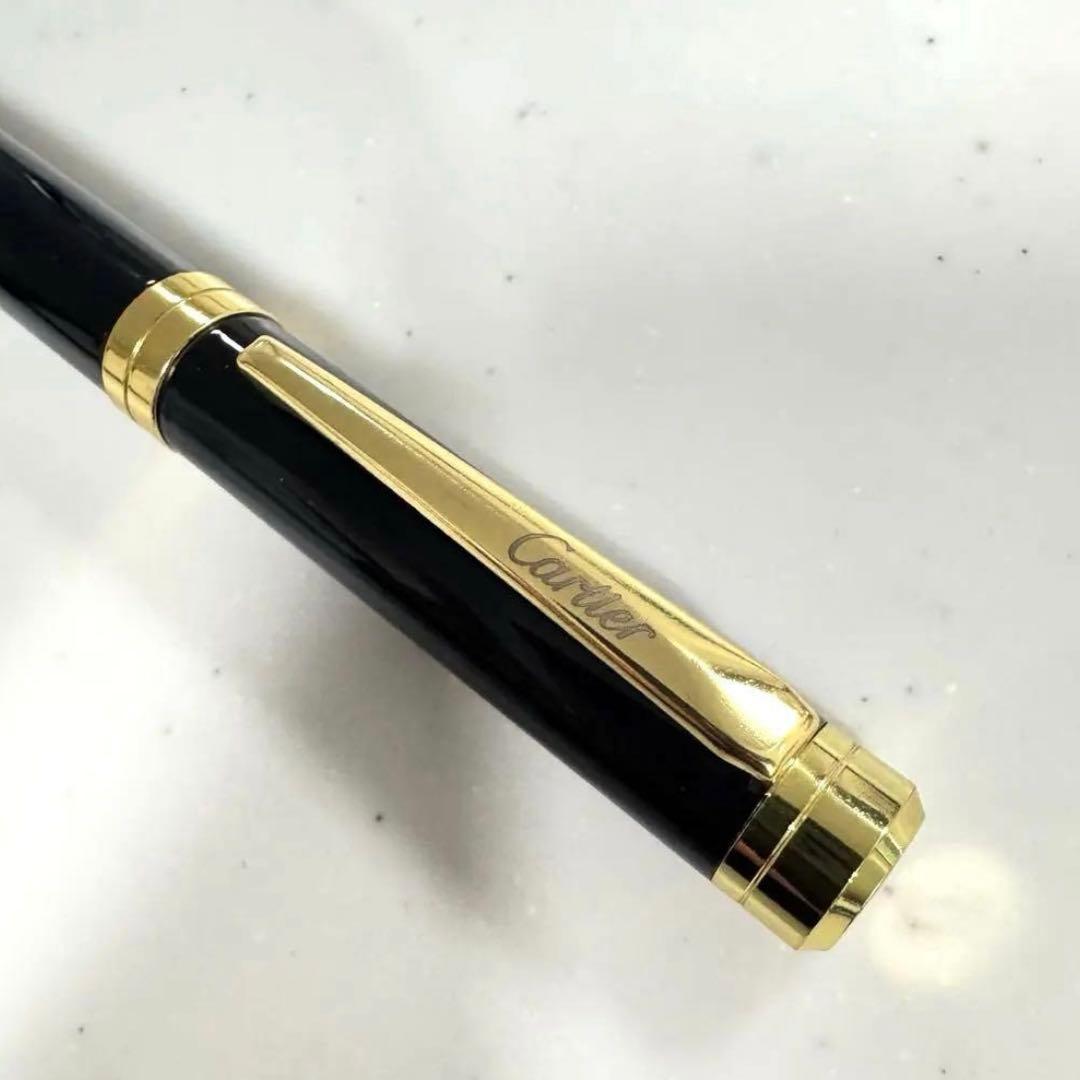 カルティエ Cartier ボールペン 黒 金 ブラック ゴールド