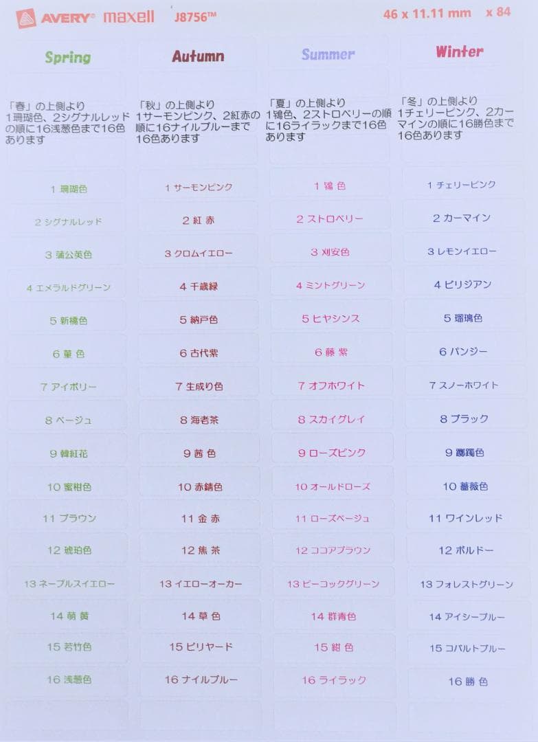 64色カラードレープ、パーソナルカラー診断用「新品」厚手綿ブロード高級生地使用