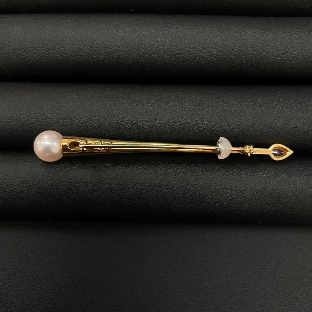 18KT パールとルビーのブローチ