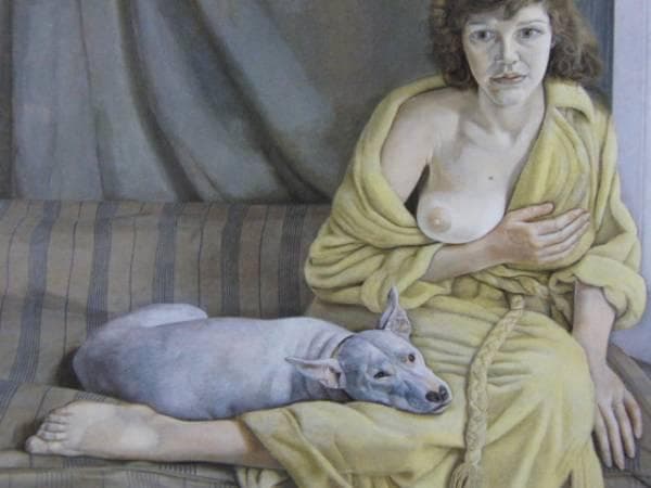 ルシアン・フロイド、女と白い犬、希少な画集より、高級新品額・額装付