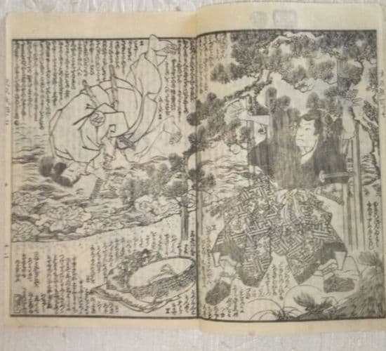 草双紙(合巻)版画本八犬傳犬草紙47編上下2冊売り 柳亭種彦録、歌川国綱画