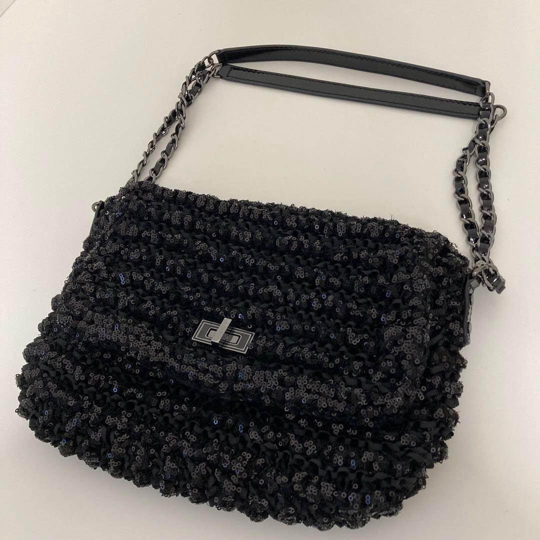 希少　アンテプリマ　ルッケット　ワンショルダー　レザー　ブラッグ　スパンコール