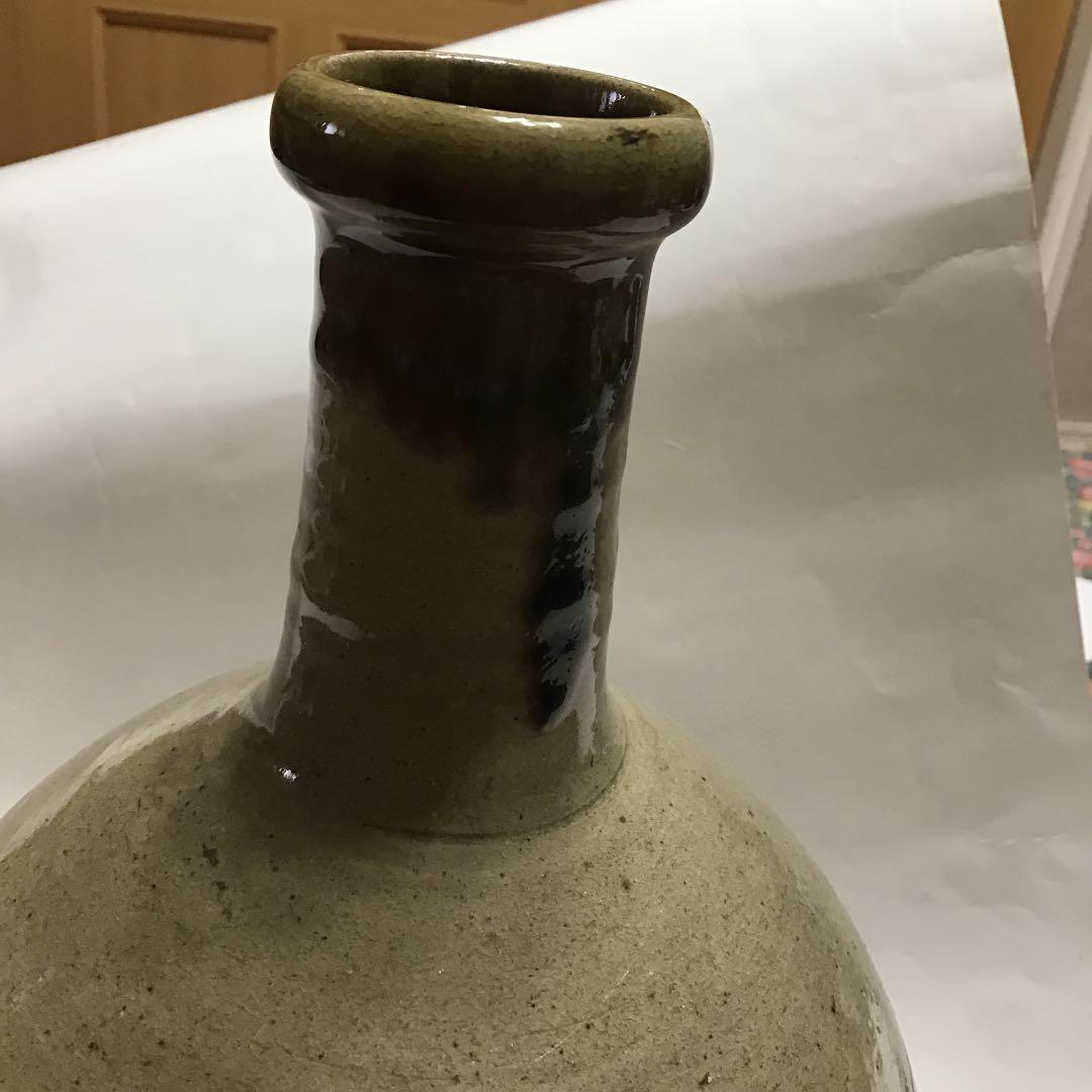 アンティーク 古 大堀相馬焼 首 緑釉 徳利