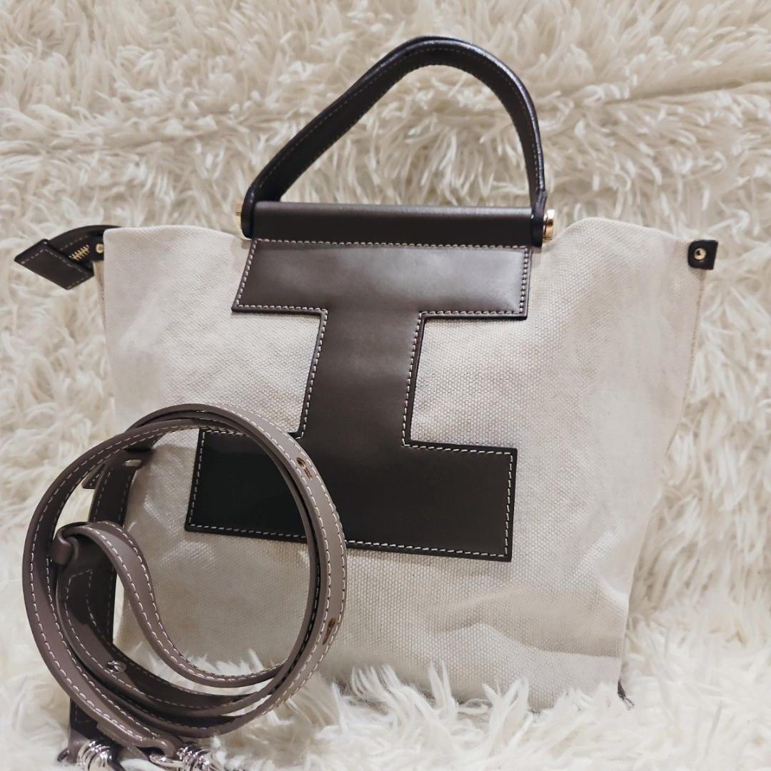 イアクッチ ソルベット S 2way ショルダーバッグ キャンバス 黒 クリーム