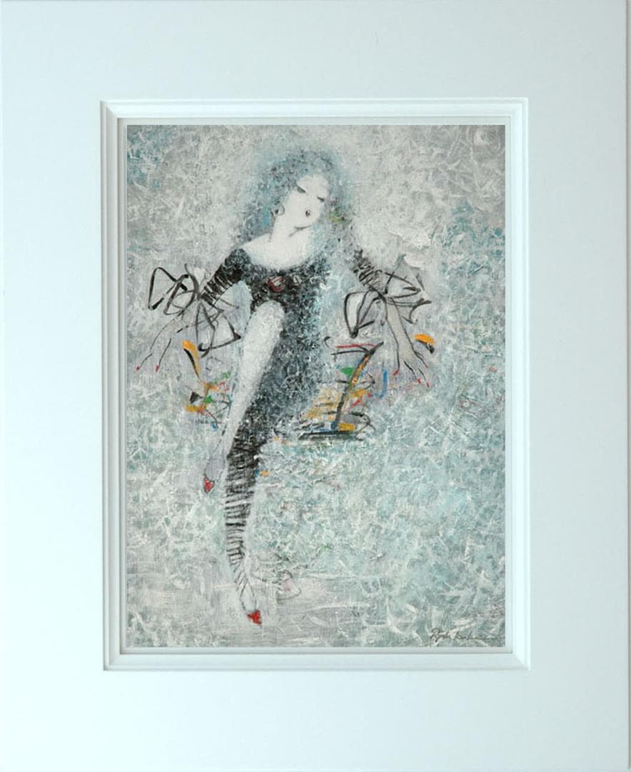 油絵 菅家令子 絵 絵画インテリア額付(白) uF6-010711 人物 女性像