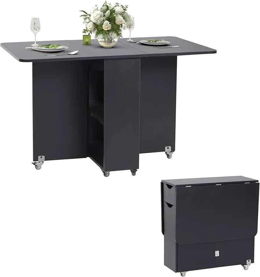 特価❕ホテルライク❕折りたたみ可能❕収納付✨️ダイニング テーブル 黒