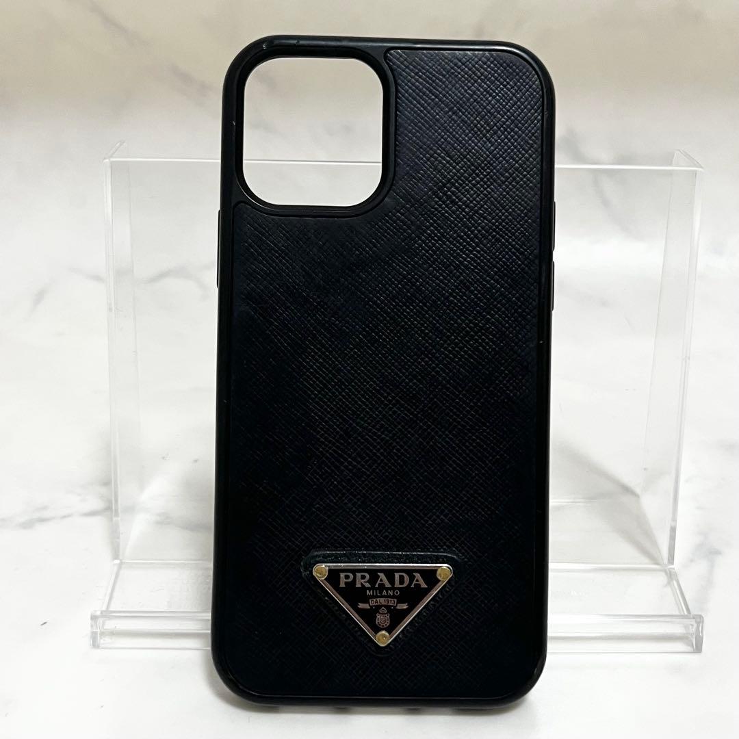 PRADA プラダ iPhone13 スマホケース レザー 三角ロゴ ブラック