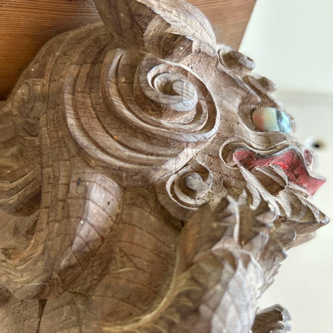 木彫獅子　彫物　木鼻　だんじり　骨董　神社仏閣地車