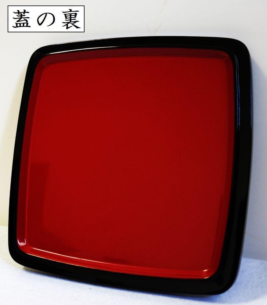 未使用 輪島塗 椿に扇 三段重箱