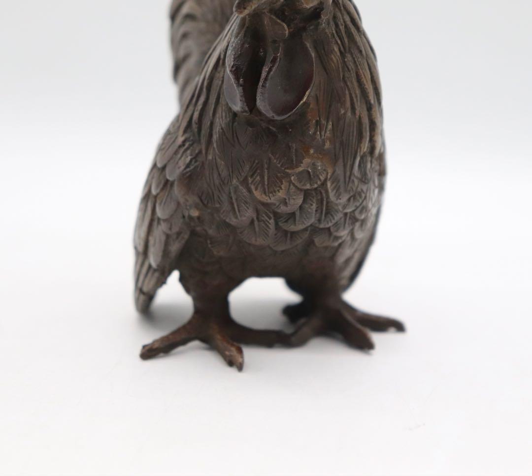 時代　銅製　鶏　オブジェ　置物　送料込み250807