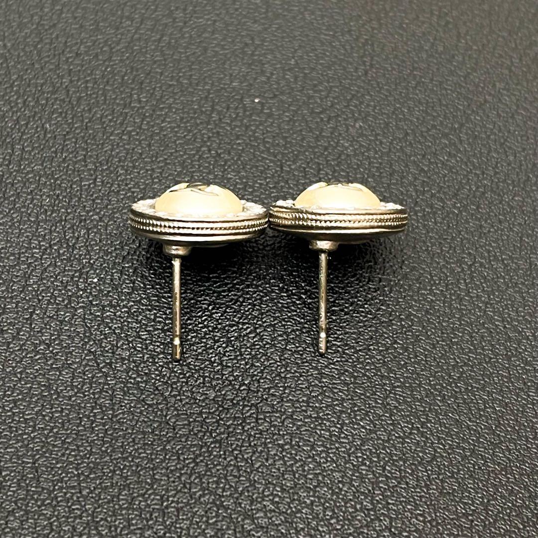 美品 シャネル ココマーク ピアス A18P サークル ラインストーン パール.