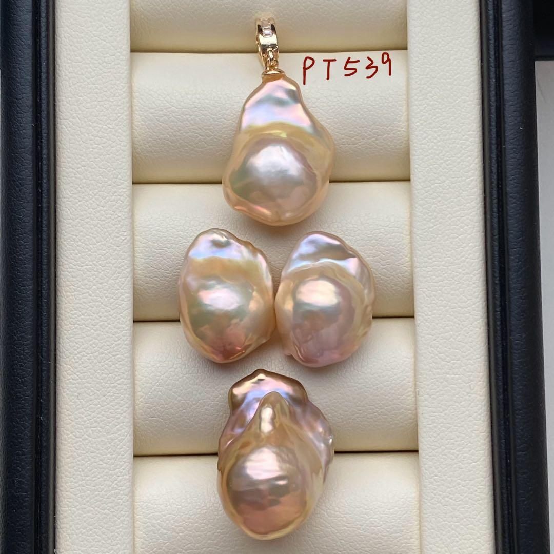 本真珠　淡水エジソンパール　3粒パールネックレストップPT578