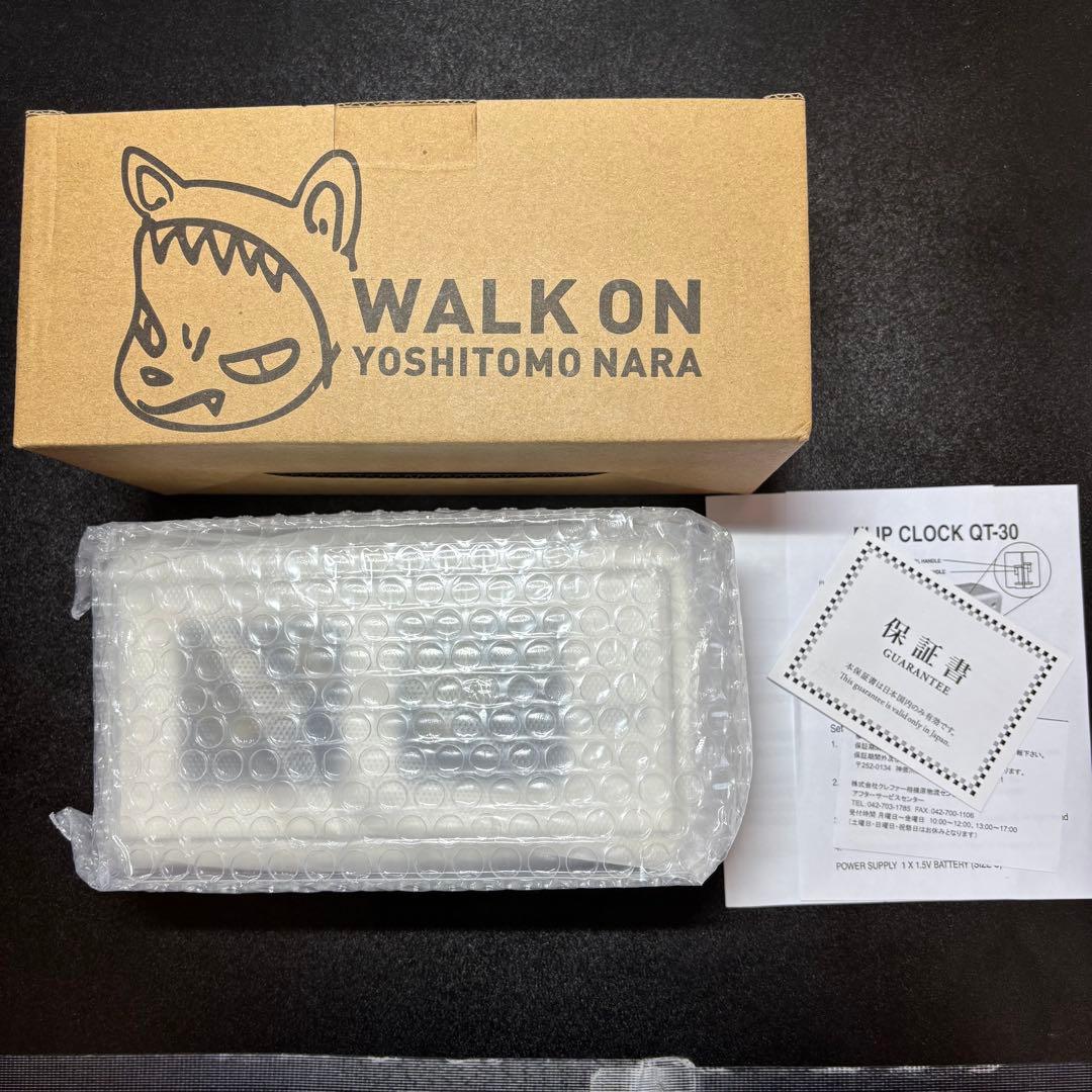 【新品・未使用】奈良美智 パタパタクロック WALK ON(ホワイト)