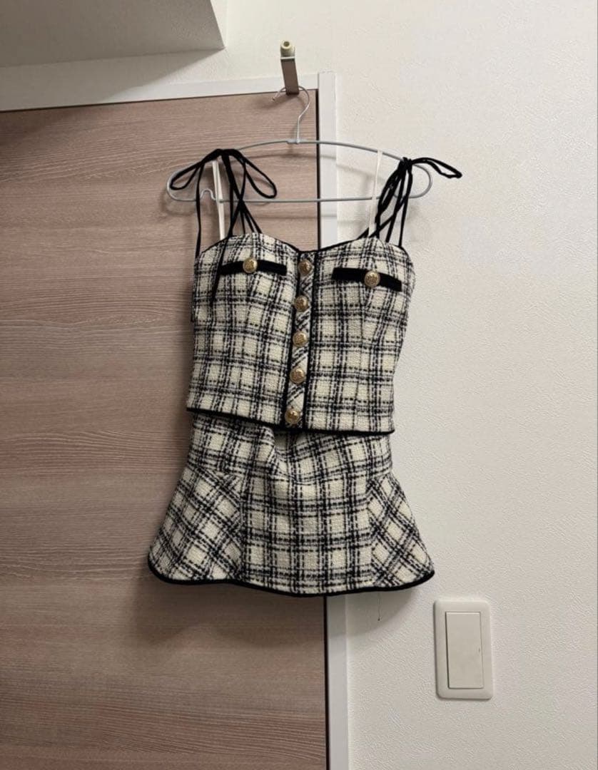 ROBE de FLEURS チェック柄スリップドレス Mサイズ