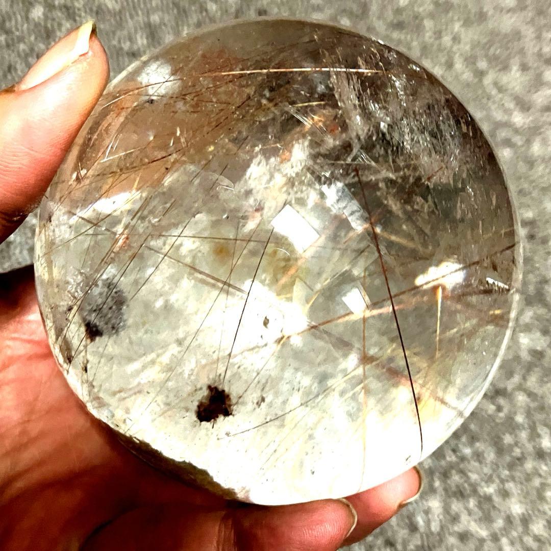 超特大　83mm ゴールドレッドブロンズルチルクォーツ　金針水晶　パワーストーン