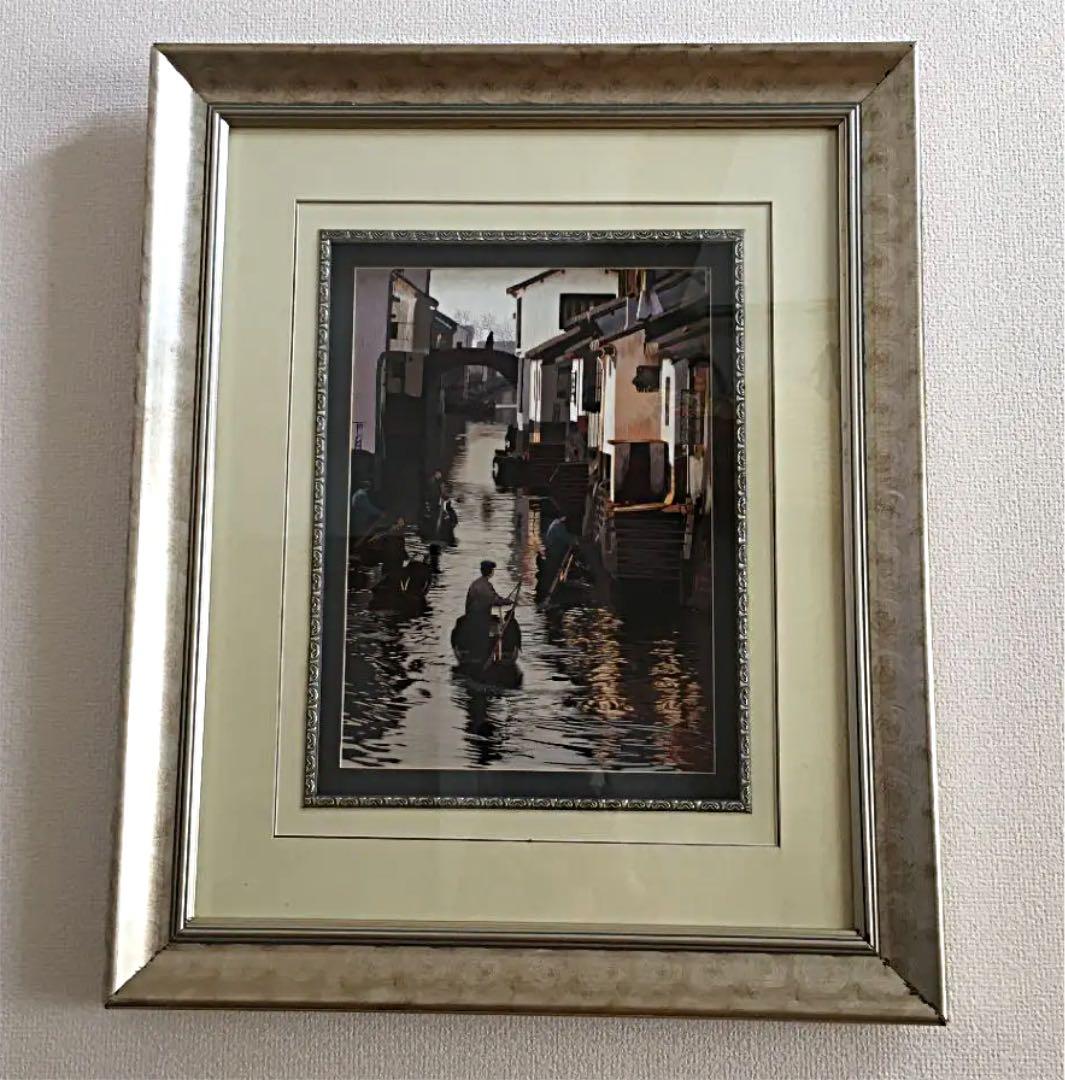 刺繍絵画　江南水郷　サイズ約50×62cm