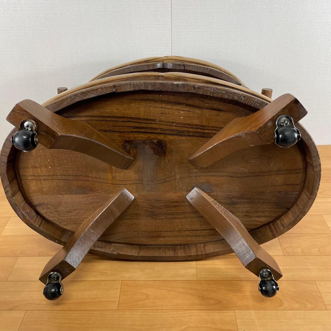 【良品】イタリア製 木製 サイドテーブル ワゴン キャスター付き ハンドペイント