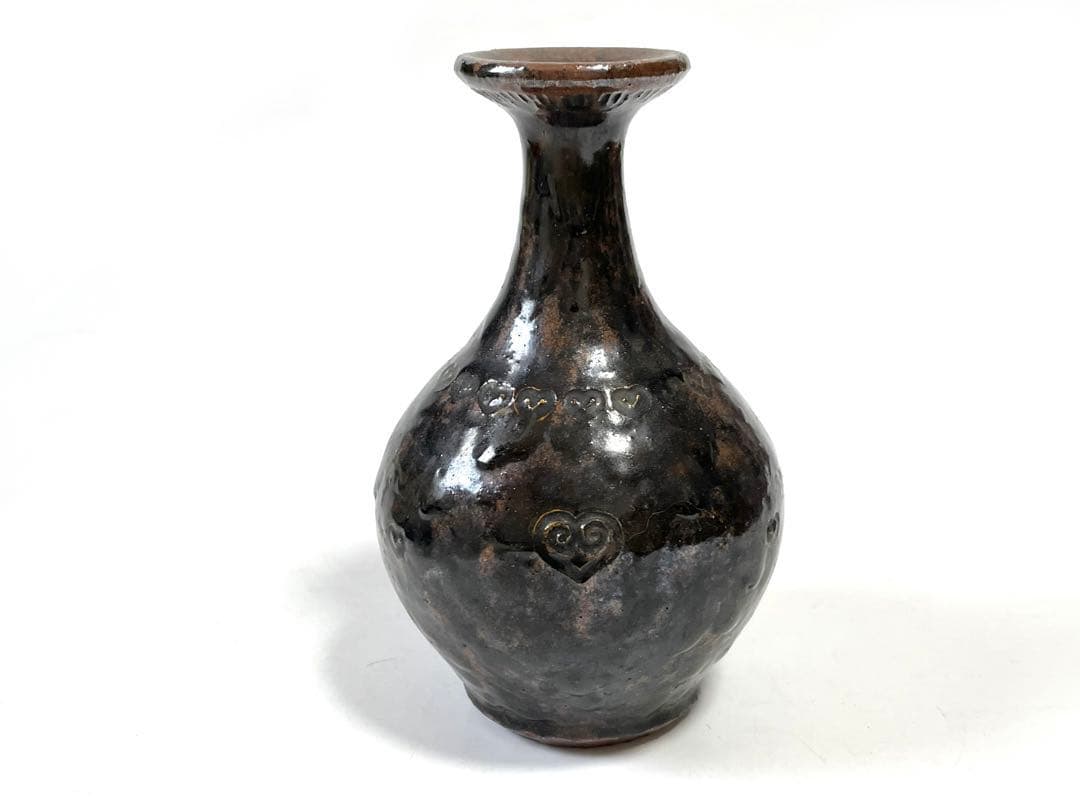 作家物　船木道忠　黒釉　徳利　民芸　民藝　布志名　舩木研児　バーナードリーチ