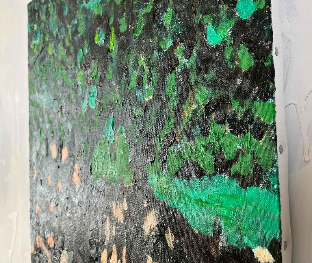 油彩画　原画「公園の木」アート　絵画 32×41㎝ F6　キャンバス