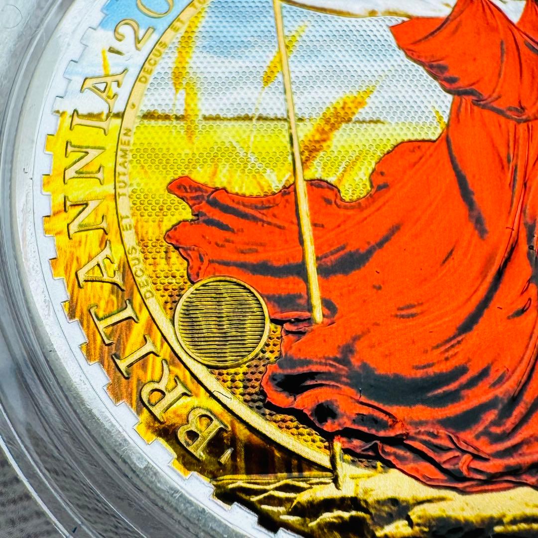 世界100枚限定 イギリス ブリタニア 銀貨 カラー 女神と自然の調和：実りの夏